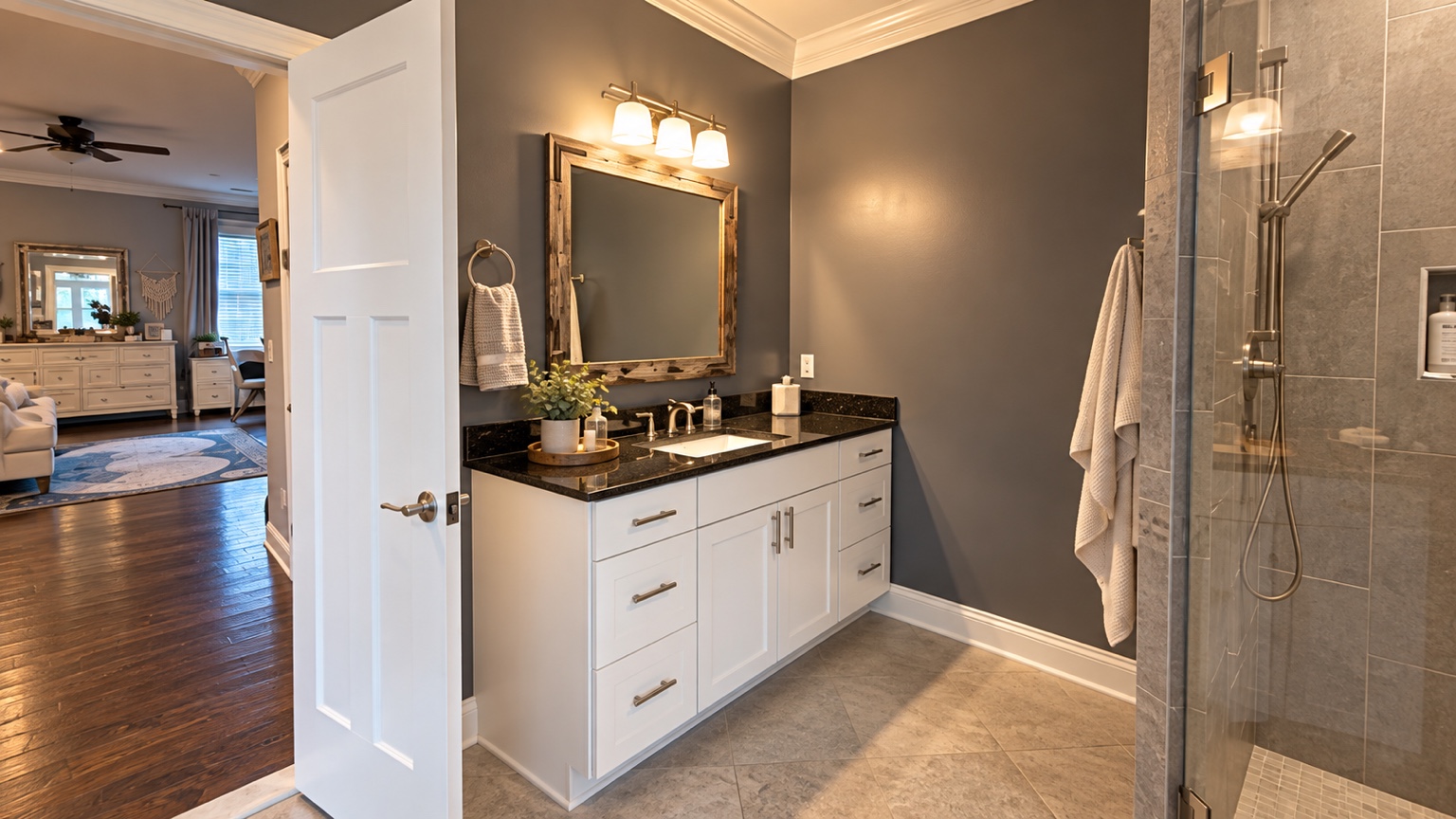 Dual Vanity & Shower Entry