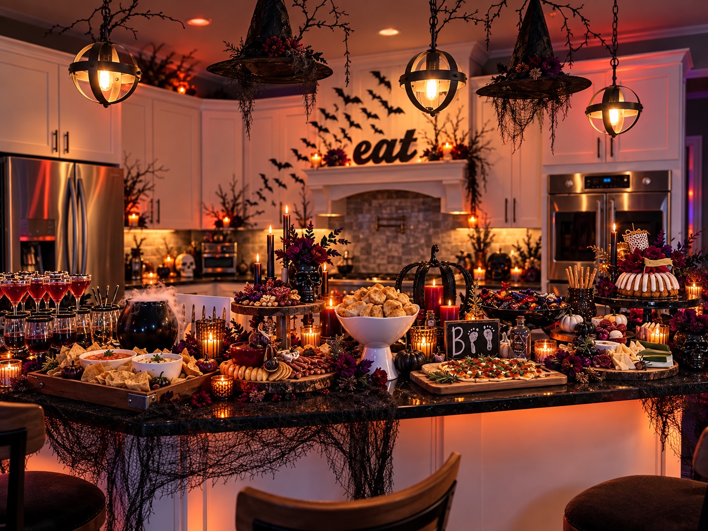 Kitchen decorated for entertaining