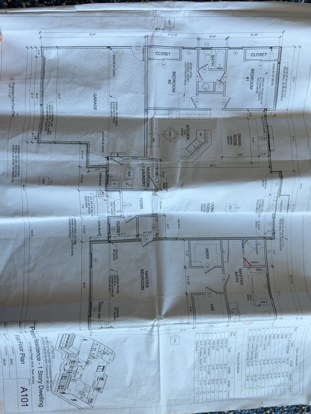 Architectural first-floor plan, Petersen Residence — one-story dwelling